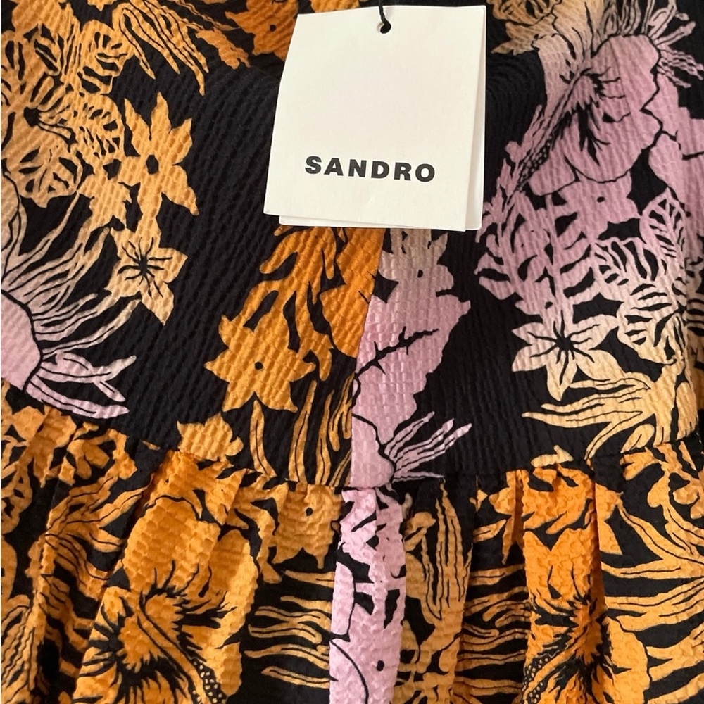 Sandro Floral Midi Skirt NWT Flowy Bohemian Luxury Size EU 40 US M/8Cotton Blend - Picture 4 of 9
